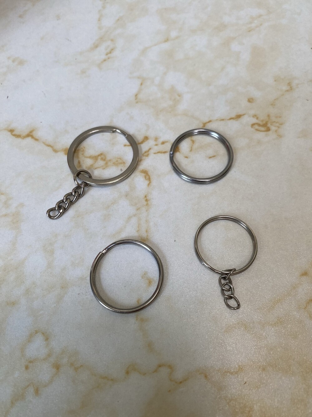 Silver Split Key Rings With Short Chains Set of 4
